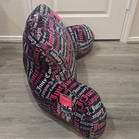 Juicy Couture Home Word Play Logo Plush Bed Rest Pillow w/Cell Pocket - Picture 4 of 7